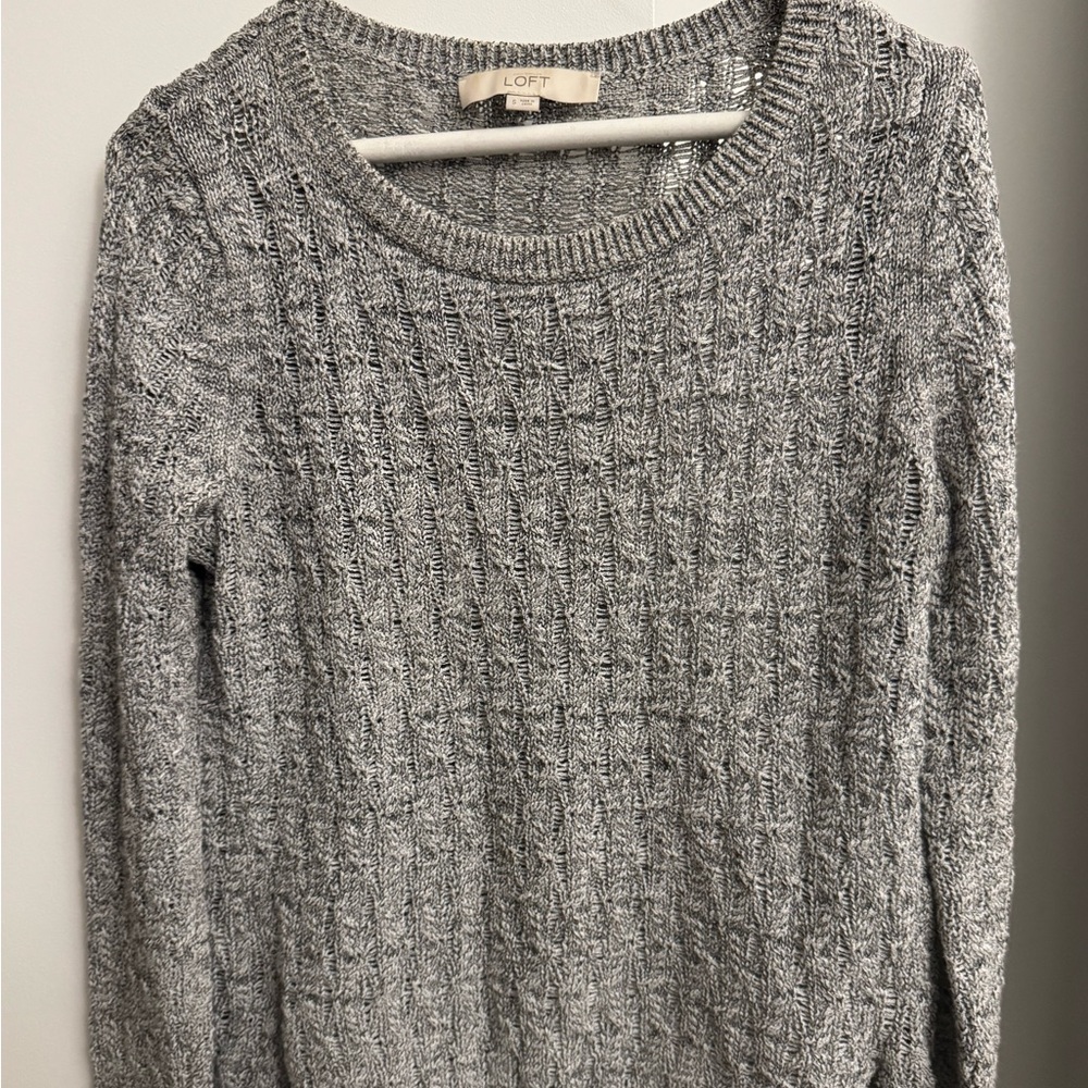 LOFT Heather Gray Textured Sweater